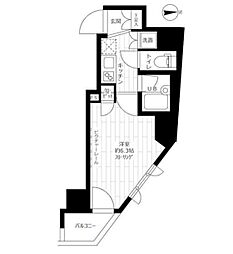 都営大江戸線 西新宿五丁目駅 徒歩6分の賃貸マンション 13階1Kの間取り