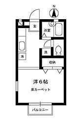 西武新宿線 鷺ノ宮駅 徒歩12分の賃貸アパート 2階ワンルームの間取り