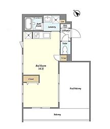 都営大江戸線 西新宿五丁目駅 徒歩4分の賃貸マンション 4階ワンルームの間取り