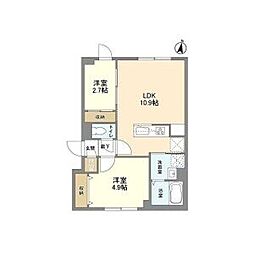 ウェルスクエア西新宿五丁目 2LDKの間取図画像