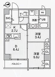 Alivis中野 2DKの間取図画像