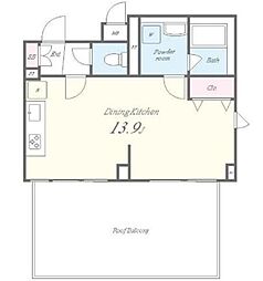 都営大江戸線 西新宿五丁目駅 徒歩5分の賃貸マンション 6階ワンルームの間取り
