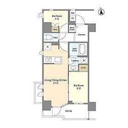 アプリーレ東中野 2LDKの間取図画像