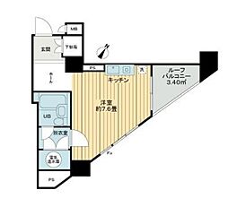 京王線 初台駅 徒歩6分の賃貸マンション 6階ワンルームの間取り