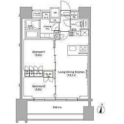 ザ・パークハビオ代々木初台 2LDKの間取図画像