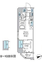 JR総武線 東中野駅 徒歩1分の賃貸マンション 10階1DKの間取り
