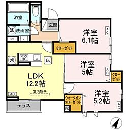 東京メトロ丸ノ内線 荻窪駅 徒歩18分の賃貸アパート 1階3LDKの間取り