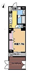 都営大江戸線 西新宿五丁目駅 徒歩4分の賃貸マンション 1階1Kの間取り