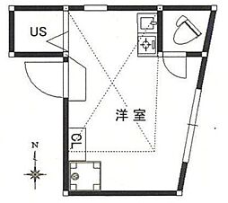 東京メトロ丸ノ内線 中野坂上駅 徒歩8分の賃貸アパート 2階ワンルームの間取り