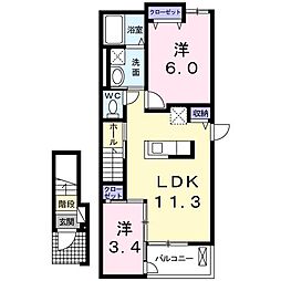 グランド・ルー2 2LDKの間取図画像