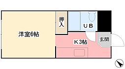 UKENA土橋駅前ビル 1Kの間取図画像