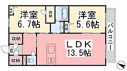 エテルナ・M 2LDKの間取図画像