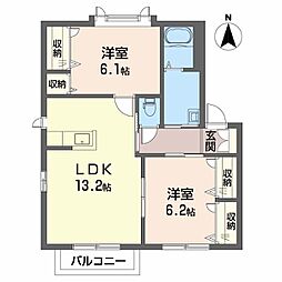 ウエストフィールドE 2LDKの間取図画像