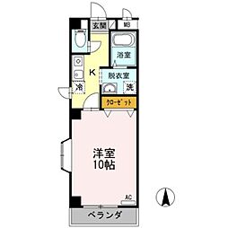 フラワーハイツ久米 1Kの間取図画像