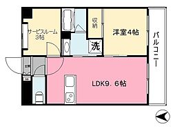 アスティオン本町 9階1SLDKの間取り