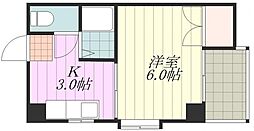 レジデンス東海 3階1Kの間取り