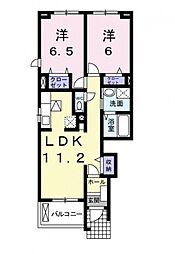 ジェンティーレ　Ａ 1階2LDKの間取り