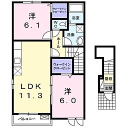 グレイス　愛 2階2LDKの間取り