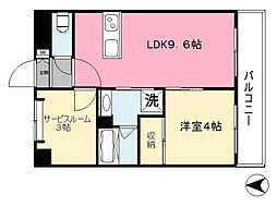 アスティオン本町 3階1SLDKの間取り