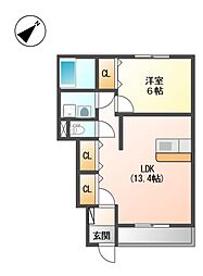 メルローズ 1階1LDKの間取り
