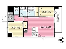 イルマーレ宮西 12階2LDKの間取り