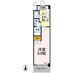 ベーラバン清水 1Kの間取図画像
