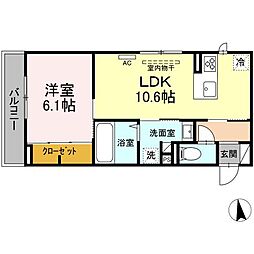 カトレア6 1LDKの間取図画像