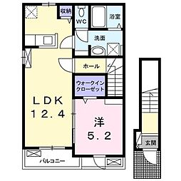 カーム北吉田 1LDKの間取図画像