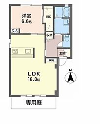 ノースウィング保免B 1LDKの間取図画像