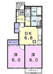 ロックガーデンC 2DKの間取図画像