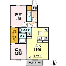 レスポワールB 2LDKの間取図画像