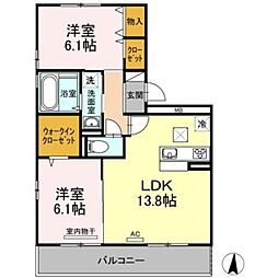グリーンパークミユキ 2LDKの間取図画像