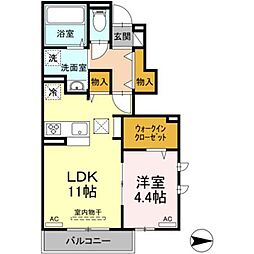 メゾンドゥフルール 1LDKの間取図画像