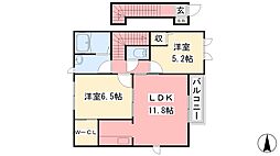 フサクラヴィエB 2LDKの間取図画像