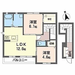シャーメゾンメディウスB 2LDKの間取図画像