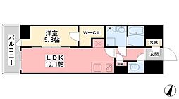 ルミナス勝山東 1LDKの間取図画像