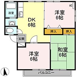 サンビレッジ立花B 3DKの間取図画像