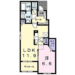 サウスブリーズツバキ1 1LDKの間取図画像