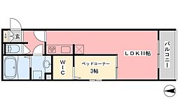 カンパーナ勝山 1LDKの間取図画像