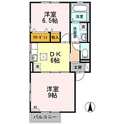 リビングタウン高岡D 2DKの間取図画像
