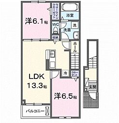 メグ・クレール A 2LDKの間取図画像