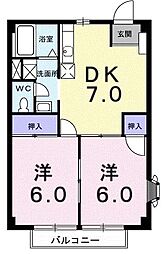 メゾンホワイト 2DKの間取図画像