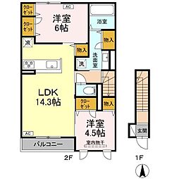 エトワールB 2LDKの間取図画像
