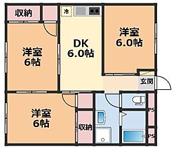 フェリオ市駅西2 3LDKの間取図画像