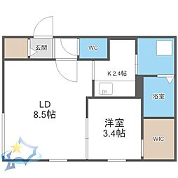 札幌市営南北線 幌平橋駅 徒歩8分の賃貸マンション 5階1LDKの間取り