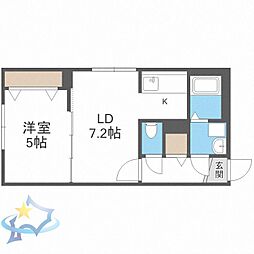 札幌市営南北線 中島公園駅 徒歩10分の賃貸マンション 3階1LDKの間取り