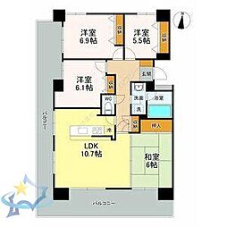 札幌市電2系統 西線9条旭山公園通駅 徒歩2分の賃貸マンション 6階4LDKの間取り