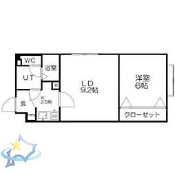 札幌市営東西線 西11丁目駅 徒歩10分の賃貸マンション 4階1LDKの間取り