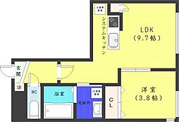 札幌市営東西線 西18丁目駅 徒歩5分の賃貸マンション 2階1LDKの間取り