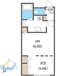 札幌市営南北線 中島公園駅 徒歩6分の賃貸マンション 4階1LDKの間取り